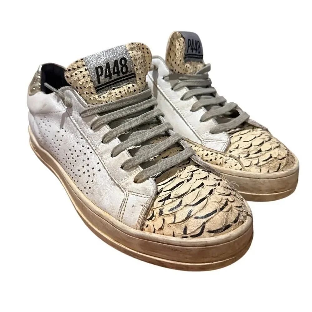 P448 Sneakers with Snake Skin Toe Sz. 38